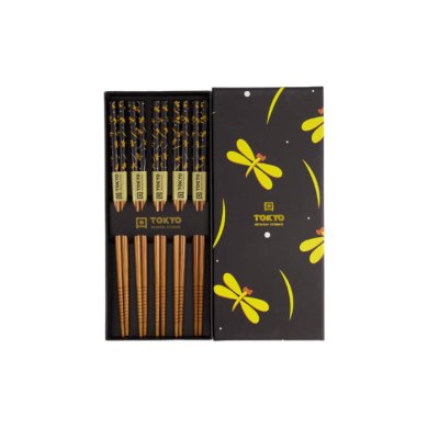 TDS, Chopstick Set 5 pair, Yellow Dragonfly , Item No. 21300