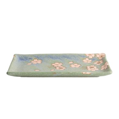 TDS,  Plate, Sakura Green, 22.5x12.7cm, Item No. 21347