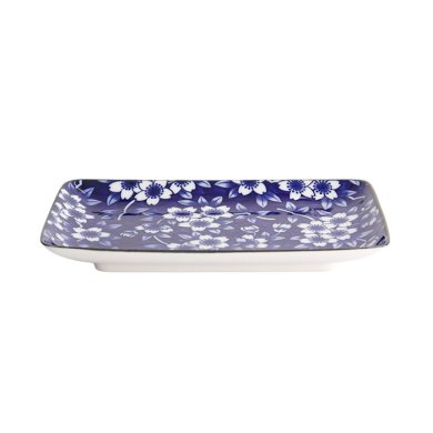 Sushi-Platte Dami Sakura Weiß/Blau, Porzellan, 20,4 × 13 cm, Art.-Nr. 21373