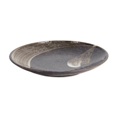 TDS, Big Plate, Arahake, Round Ø 22.7x 3.1cm, Bk/Br, Item No. 21425