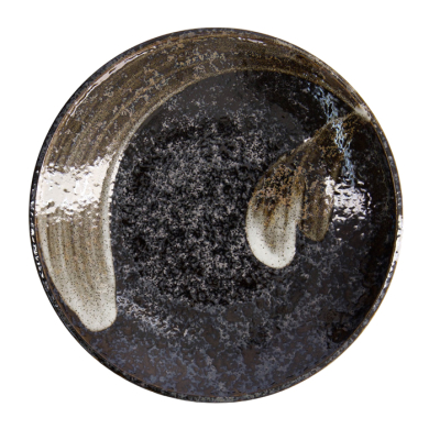 TDS, Big Plate, Arahake, Round Ø 22.7x 3.1cm, Bk/Br, Item No. 21425