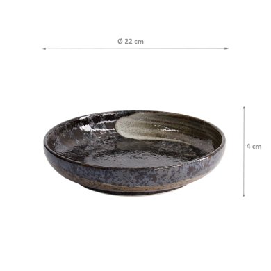 TDS, Pasta-Teller, Arahake Ø 22x4cm , schwarz/braun, Art.-Nr. 21436