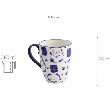 Blau Katze Kawaii Glückliche Katze Tasse in Geschenkbox bei Tokyo Design Studio (Bild 6 von 6)