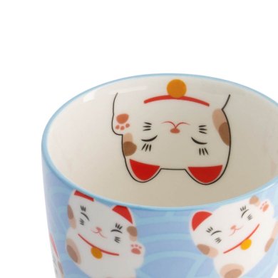 TDS, Kawaii Glückliche Katze Tasse in Geschenkbox, Weiß/Schwarz Katze, 380ml, Ø 8,5x10,2cm , Item No. 21533