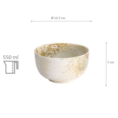 TDS, Yukishino Tayo Schale, Weiß/Braun, Ø 12,7x7cm, 550ml, Art.-Nr. 21584