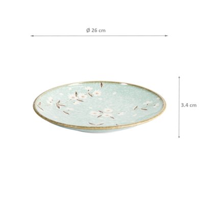 Plate Light Blue Sakura, Porcelain, Ø 26 cm, Item No. 21591