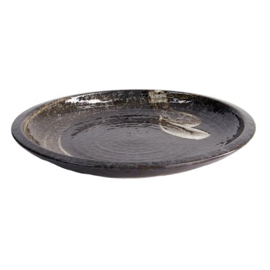 TDS, Large Round Plate, Arahake Black/Brown, Ø 24.8x3.5cm, Item No. 21614