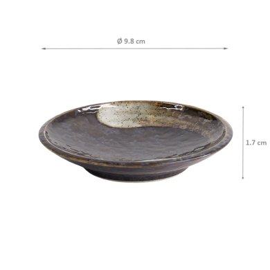TDS, Round Plate, Arahake, Black/Brown, Ø 9.8 x 1.7 cm, Item No. 21616