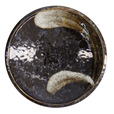 TDS, Round Plate, Arahake, Black/Brown, Ø 9.8 x 1.7 cm, Item No. 21616