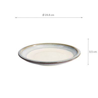 TDS, Large Round Plate, Unkai, White/Blue, Ø 24.8 x 3.5cm, Item No. 21623