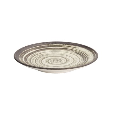 TDS, Asashio Round Plate, Black/White, Ø22.7x3.1cm, Item No. 21627