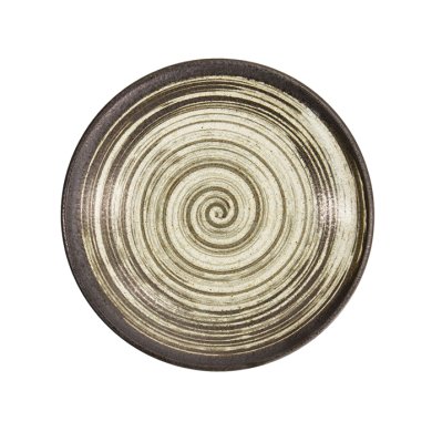 TDS, Asashio Round Plate, Black/White, Ø22.7x3.1cm, Item No. 21627