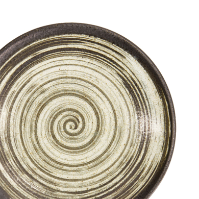TDS, Asashio Round Plate, Black/White, Ø22.7x3.1cm, Item No. 21627