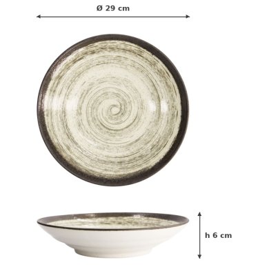 Deep Plate Asashio Dark Brown, Beige, Stoneware, Ø 29 cm, Item No. 21632