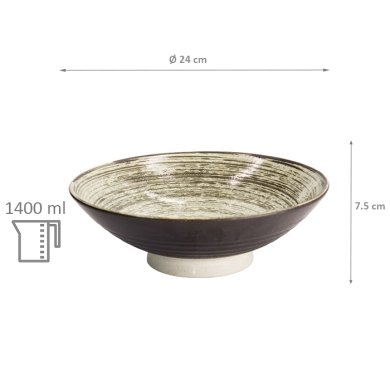 TDS, Asashio Bowl, Black/White, Ø24x7.5cm 1400ml, Item No. 21637