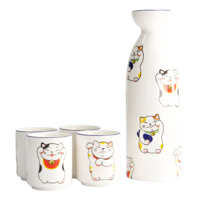 1:4 220/50 ml Kawaii Glückliche Katze Sake Set bei Tokyo Design Studio (Bild 2 von 4)