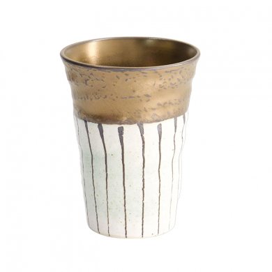 TDS, Teetasse, Schwarzgold mit weißem Streifen, Ø 8,5x11cm, Art.-Nr. 21860