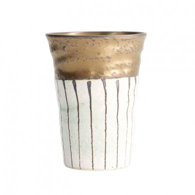 TDS, Teetasse, Schwarzgold mit weißem Streifen, Ø 8,5x11cm, Art.-Nr. 21860