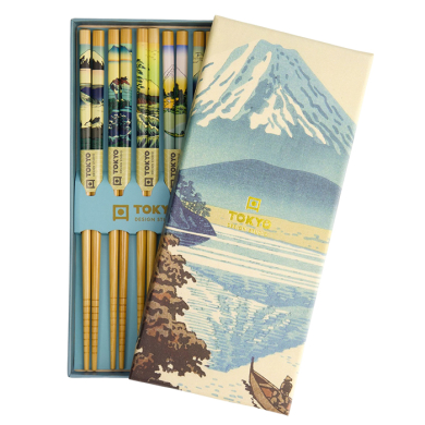 Chopstick Set Fuji, 5 pairs, Bamboo