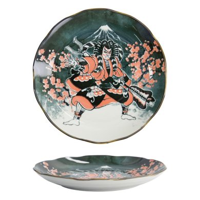 Teller Asakusa Kabuki Wei&szlig;/Rot/Schwarz, Porzellan, &Oslash; 25 cm