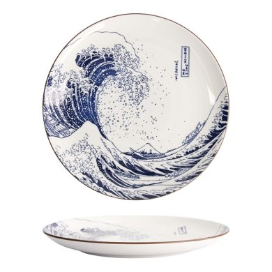 Teller Hokusai Nami Blau/Wei&szlig;, Porzellan, &Oslash; 25,2 cm