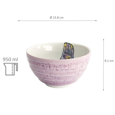 Rice Bowl Seafood Blowfish Fugu Purple, Porcelain, 950 ml, Item No. 21935