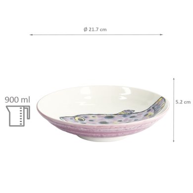 Deep Plate Seafood Fugu Purple, Porcelain, Ø 21.7 cm, 900 ml, Item No. 21943