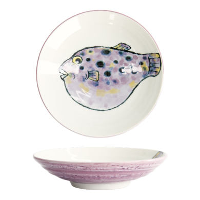 Deep Plate Seafood Fugu Purple, Porcelain, &Oslash; 21.7 cm, 900 ml
