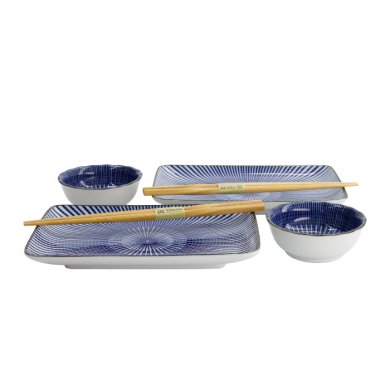TDS, Sushi Set, Kotobuki, mit Chopsticks, Tokusa, 4-tlg., 20,5x13,2x2,2cm & 9,3x3,2cm (120ml), Art.-Nr. 22045