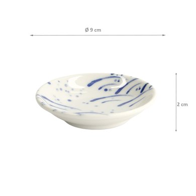 TDS, Soy Sauce Dish, Mixed Plates, Wave Blue, Ø 9 x 2 cm, Item No. 22092