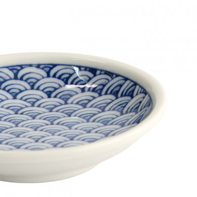TDS, Soy Sauce Dish, Mixed Plates, Seigaiha Blue, Ø 9 x 2 cm, Item No. 22095