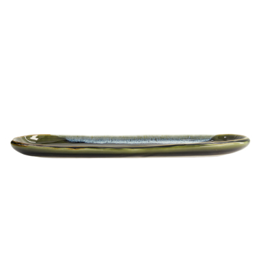TDS, Oval Plate, Green Oribe, 34.5 x 10.8 x 2.5 cm - Item No. 22173