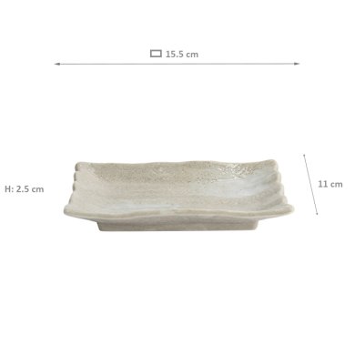 Sushi Plate Ash White, Porcelain, 15.5 × 11 × 2.5 cm, Item No. 22243