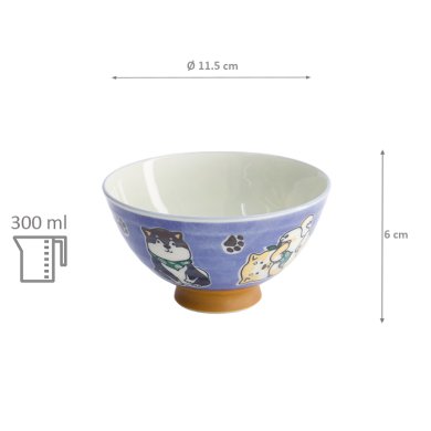 TDS, Rice Bowl, Kawaii Multi Shiba-Dog ,Ø 11.5x6cm, 300ml, Item No. 22248