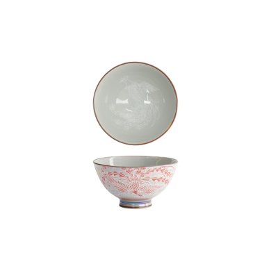 Rice Bowl Kawaii Luster Phoenix Red, Porcelain, 300 ml