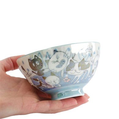 TDS, Reis-Schale, Kawaii Funny Cat, Blau, Ø 11,5 x 6 cm, 300 ml - Art Nr: 22257