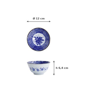 Rice Bowl Natsu Shozui Blue, White, Ceramic, Ø 12 cm, Item No. 22317