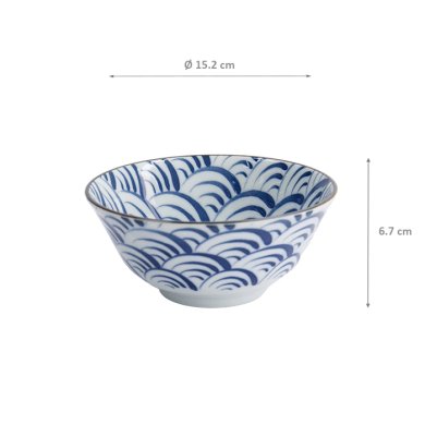 TDS, Tayo Bowl, Natsu Nami, Blue/White, Ø 15.2 x 6.7 cm - Item No. 22336