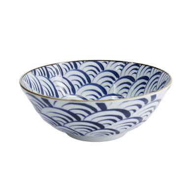 Ramen Bowl Natsu Nami Blue, White, Porcelain, 1 l, Item No. 22337