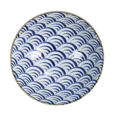 Ramen Bowl Natsu Nami Blue, White, Porcelain, 1 l, Item No. 22337