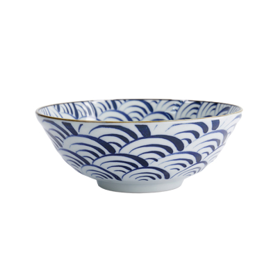 Ramen Bowl Natsu Nami Blue, White, Porcelain, 1 l, Item No. 22337