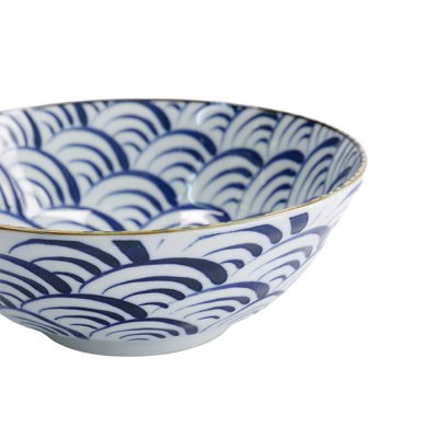 Ramen Bowl Natsu Nami Blue, White, Porcelain, 1 l, Item No. 22337