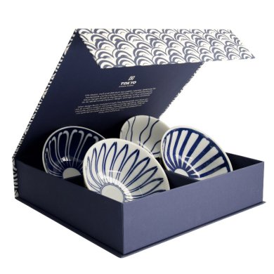 Tayo Bowl Set Mixed Bowls Blue, White, 4pcs, Porcelain, 500 ml, Item No. 22526
