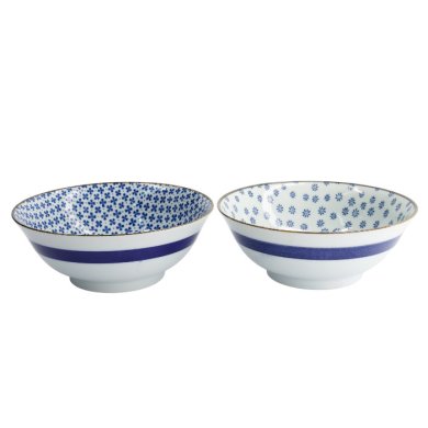 TDS, 2 Schalen Set, Mixed Bowls Japan Flower, Ø 19 cm, Art.-Nr. 22527