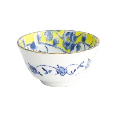 TDS, Rice Bowl, Botan, Ø12x6.4cm, Yellow/Blue, Item No. 22600