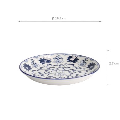 TDS, Round plate, Tokyo Blue Botan, Ø16.5x2.7cm, Item No. 22613