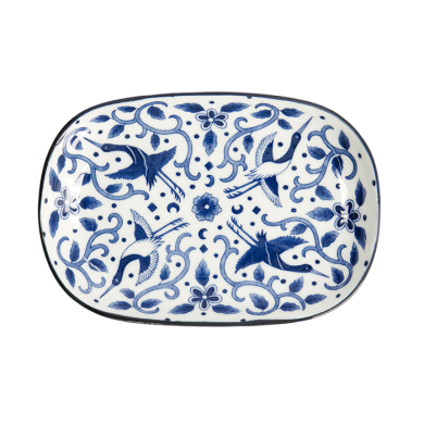 TDS,  Plate, Tokyo Blue, Maizuru Oblong, 18.7x13cm, Item No. 22622
