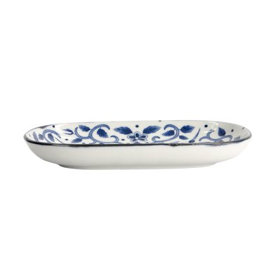 TDS,  Plate, Tokyo Blue, Maizuru Oblong, 18.7x13cm, Item No. 22622