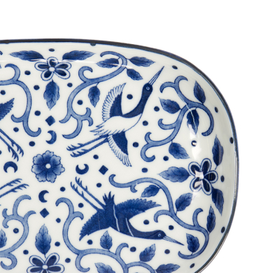TDS,  Plate, Tokyo Blue, Maizuru Oblong, 18.7x13cm, Item No. 22622