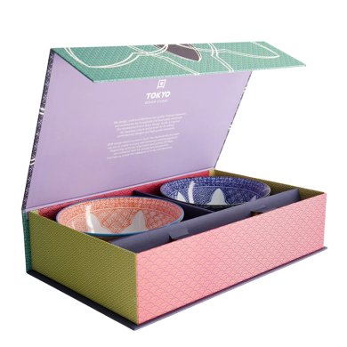 TDS, Bowl Giftset, 2-piece set, Lily Flower, Red/Blue, Ø 14.8x6.8cm 550ml, Item No. 22639